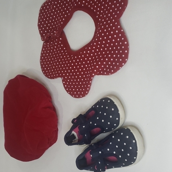 3/$30 BABY GAP Polka Dot + Velvet Beret + Polka Dot Collar - Picture 2 of 11